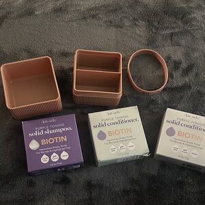 Kitsch Purple Toning Solid Shampoo and Conditioner Set Biotin NEW w/ Travel Case